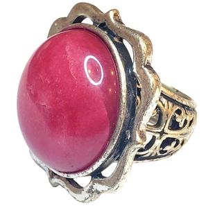 Lucky Brand Red Coral Sterling Silver Statement Ring